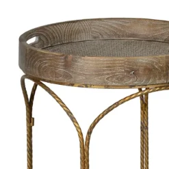 Tray Top Wood And Gold Metal Accent Table-Kirkland's Home Shop