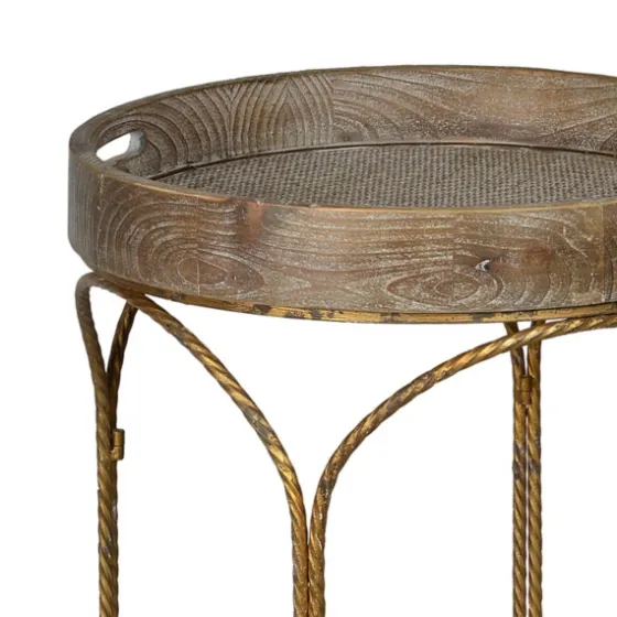 Tray Top Wood And Gold Metal Accent Table-Kirkland's Home Shop