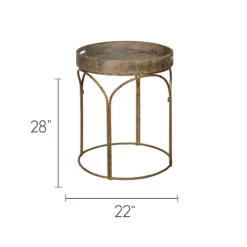Tray Top Wood And Gold Metal Accent Table-Kirkland's Home Shop