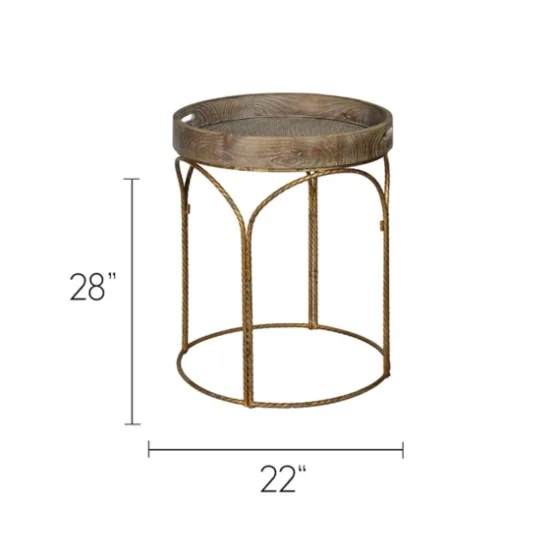 Tray Top Wood And Gold Metal Accent Table-Kirkland's Home Shop