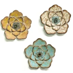 Tri-Colored Rustic Flower Wall Plaques, Set Of 3-Kirkland's Home Best
