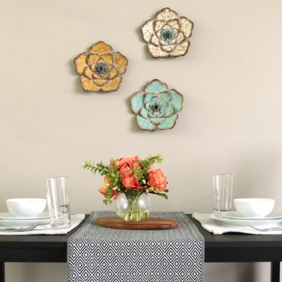 Tri-Colored Rustic Flower Wall Plaques, Set Of 3-Kirkland's Home Best