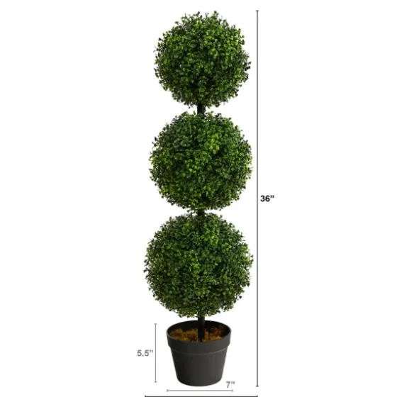 Triple-Ball Boxwood Topiary In Black Planter-Kirkland's Home Discount