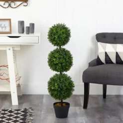 Triple-Ball Boxwood Topiary In Black Planter-Kirkland's Home Discount