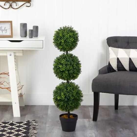 Triple-Ball Boxwood Topiary In Black Planter-Kirkland's Home Discount