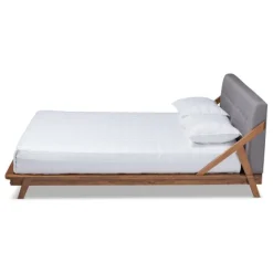 Tufted And Natural Walnut King Platform Bed-Kirkland's Home New