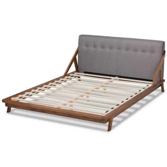 Tufted And Natural Walnut King Platform Bed-Kirkland's Home New