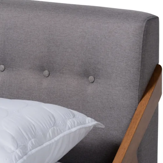 Tufted And Natural Walnut King Platform Bed-Kirkland's Home New