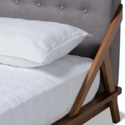 Tufted And Natural Walnut King Platform Bed-Kirkland's Home New