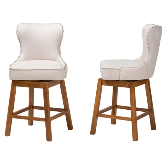 Tufted Back Swivel Counter Stools, Set Of 2-Kirkland's Home Clearance