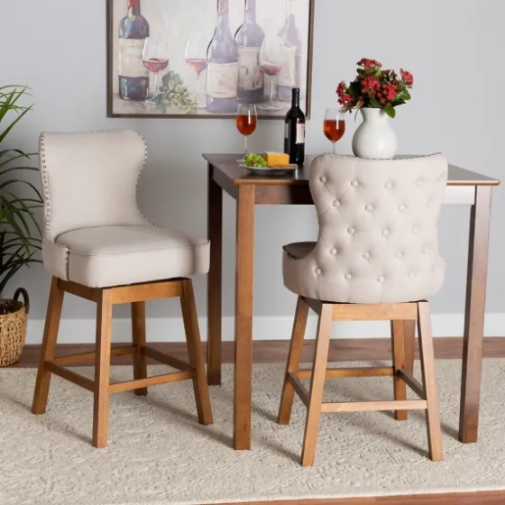 Tufted Back Swivel Counter Stools, Set Of 2-Kirkland's Home Clearance