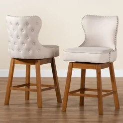 Tufted Back Swivel Counter Stools, Set Of 2-Kirkland's Home Clearance