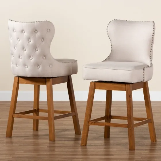 Tufted Back Swivel Counter Stools, Set Of 2-Kirkland's Home Clearance