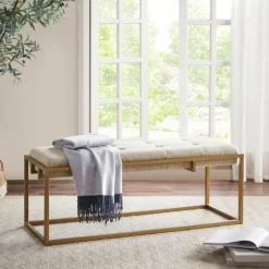 Tufted Bronze Metal Bench-Kirkland's Home Cheap