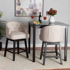 Tufted Seat Swivel Counter Stools, Set Of 2-Kirkland's Home Outlet