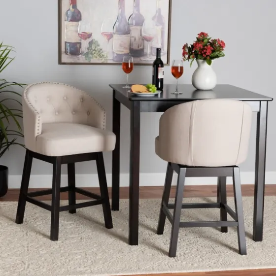 Tufted Seat Swivel Counter Stools, Set Of 2-Kirkland's Home Outlet