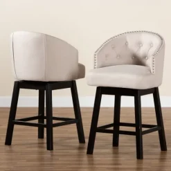 Tufted Seat Swivel Counter Stools, Set Of 2-Kirkland's Home Outlet