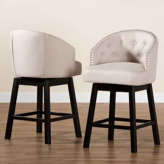 Tufted Seat Swivel Counter Stools, Set Of 2-Kirkland's Home Outlet