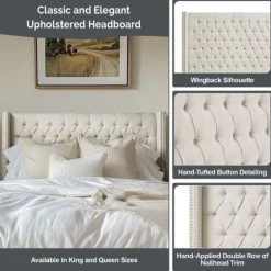 Tufted Upholstered Metal Leg Queen Headboard-Kirkland's Home Discount