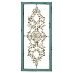 Turquoise And White Scroll Wall Plaque-Kirkland's Home Clearance