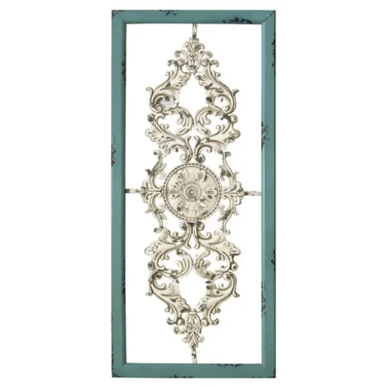 Turquoise And White Scroll Wall Plaque-Kirkland's Home Clearance