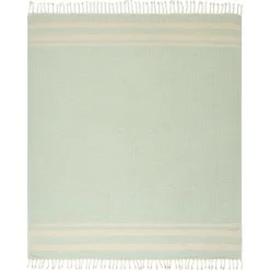 Turquoise And White Stripes Cotton Throw-Kirkland's Home Outlet