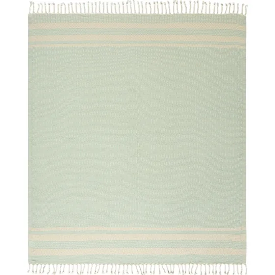 Turquoise And White Stripes Cotton Throw-Kirkland's Home Outlet