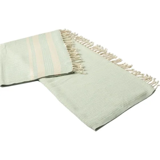 Turquoise And White Stripes Cotton Throw-Kirkland's Home Outlet
