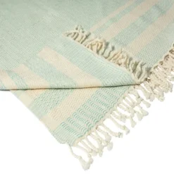 Turquoise And White Stripes Cotton Throw-Kirkland's Home Outlet