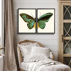 Turquoise Butterfly Framed Art Prints, Set Of 2-Kirkland's Home Flash Sale