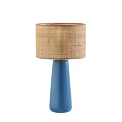 Turquoise Ceramic & Rat Shade Table Lamp-Kirkland's Home Best Sale