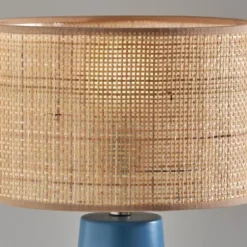 Turquoise Ceramic & Rat Shade Table Lamp-Kirkland's Home Best Sale