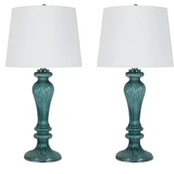 Turquoise Glass Table Lamps, Set Of 2-Kirkland's Home Sale