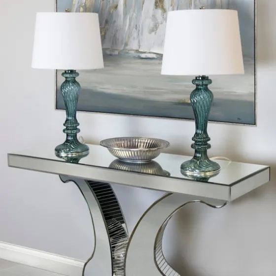 Turquoise Glass Table Lamps, Set Of 2-Kirkland's Home Sale