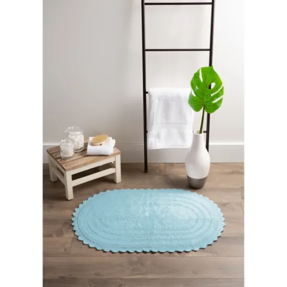 Turquoise Large Crochet Oval Bath Mat-Kirkland's Home Flash Sale