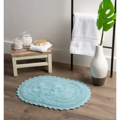 Turquoise Large Crochet Oval Bath Mat-Kirkland's Home Flash Sale