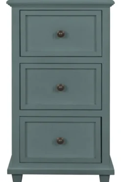 Turquoise Slim Wooden 3-Drawer Side Table-Kirkland's Home Outlet