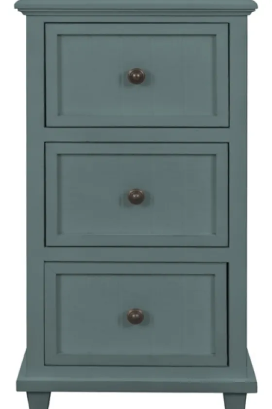 Turquoise Slim Wooden 3-Drawer Side Table-Kirkland's Home Outlet