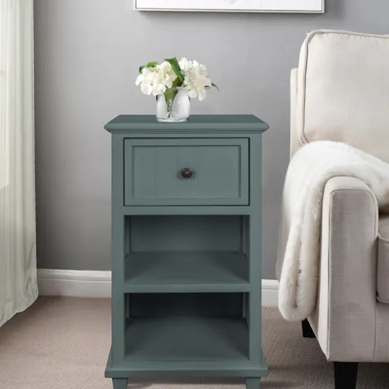 Turquoise Slim Wooden 2-Shelf Side Table-Kirkland's Home Fashion