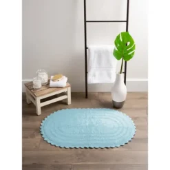 Turquoise Small Crochet Oval Bath Mat-Kirkland's Home Store