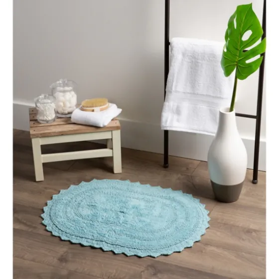 Turquoise Small Crochet Oval Bath Mat-Kirkland's Home Store