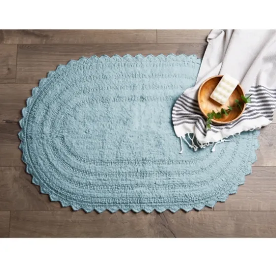 Turquoise Small Crochet Oval Bath Mat-Kirkland's Home Store