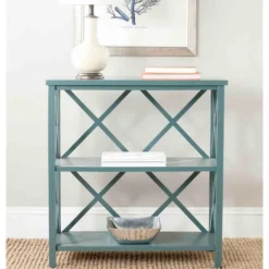 Turquoise Trellis Pine Wood Bookshelf-Kirkland's Home Best