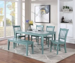 Turquoise Wood Classic Farmhouse Bench-Kirkland's Home Outlet