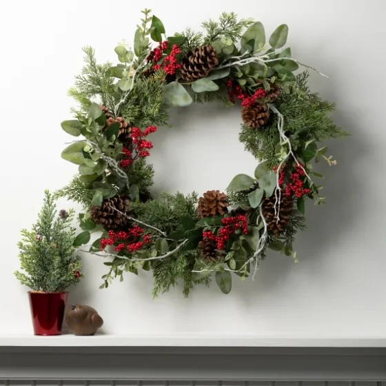 Twigs And Winter Foliage Pine Berry Wreath-Kirkland's Home New