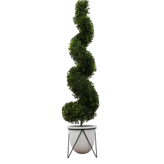 Twisted Boxwood Topiary In White Pot-Kirkland's Home Discount
