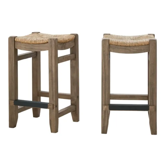 Twisted Seagrass And Wood Counter Stools, Set Of 2-Kirkland's Home Best Sale