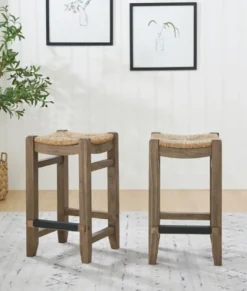 Twisted Seagrass And Wood Counter Stools, Set Of 2-Kirkland's Home Best Sale