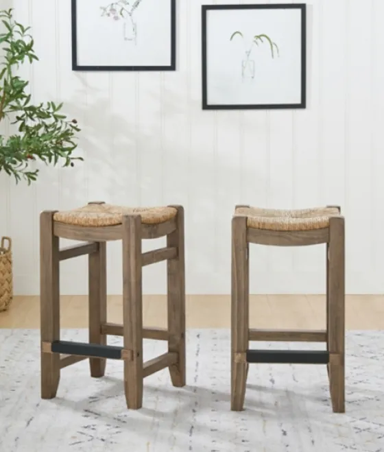 Twisted Seagrass And Wood Counter Stools, Set Of 2-Kirkland's Home Best Sale