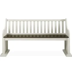 Two-Tone Dark Oak And Ivory High Back Wooden Bench-Kirkland's Home Fashion